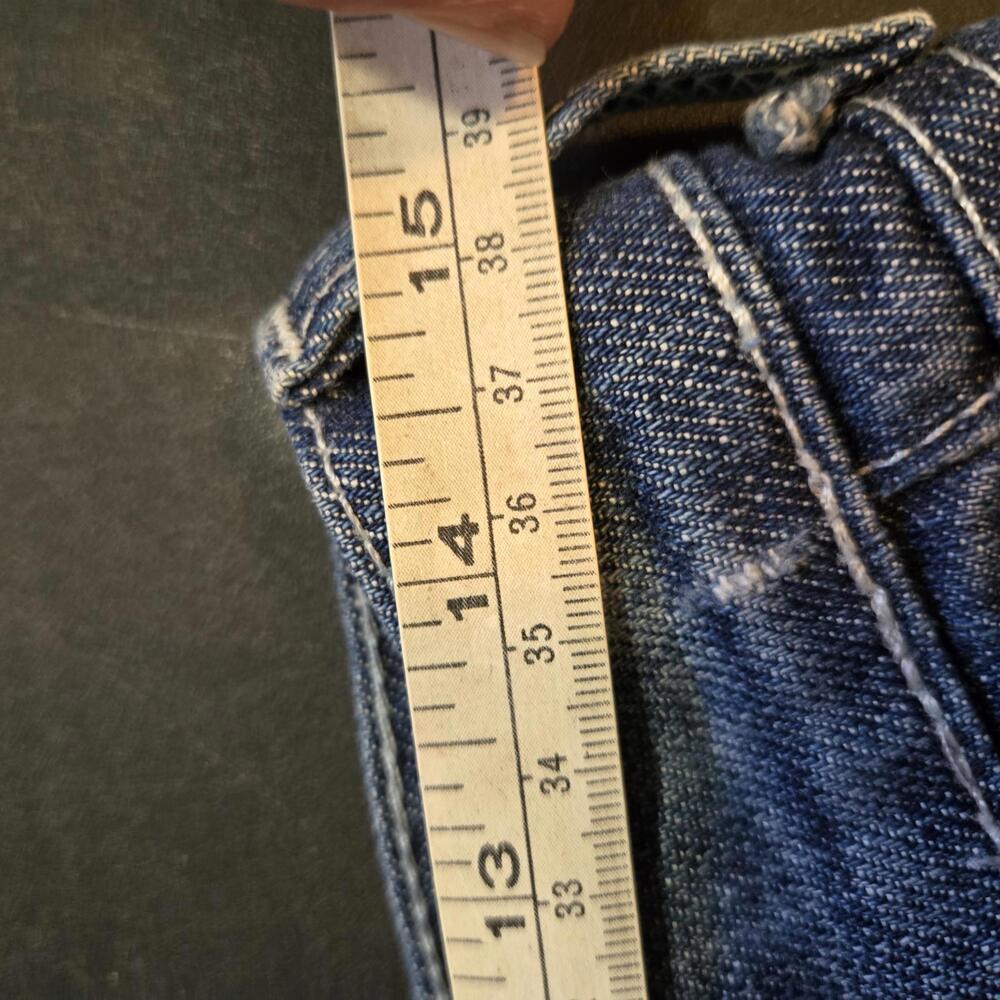 7 For All Mankind Low-rise Bootcut Jeans 27 Floral Patch Y2K Dark Wash USA Made - Picture 7 of 9